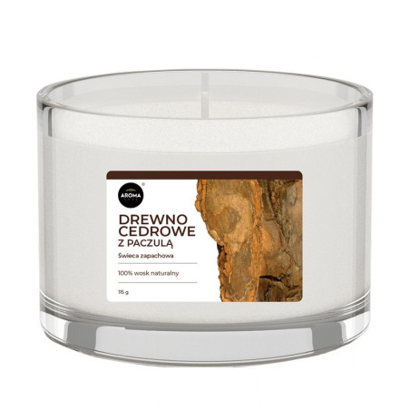DREWNO CEDROWE Z PACZULĄ Świeca Zapachowa AROMA Home