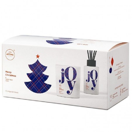 POMARAŃCZA & GOŹDZIKI Zestaw Patyczki + świeca JOY AROMA Home