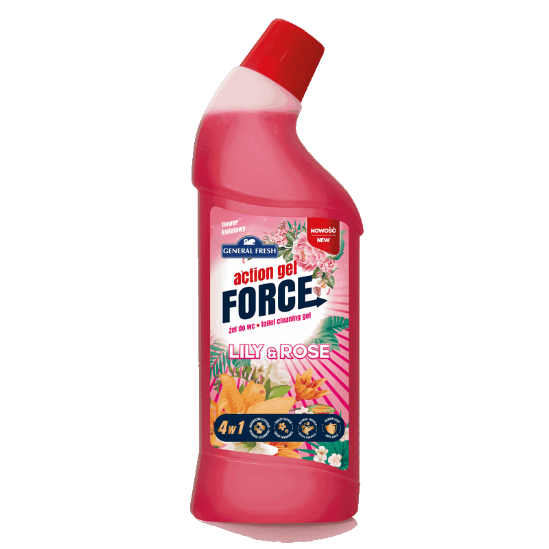KWIATOWY Zapachowy żel do WC Action Gel Force Lily & Rose General Fresh 1L