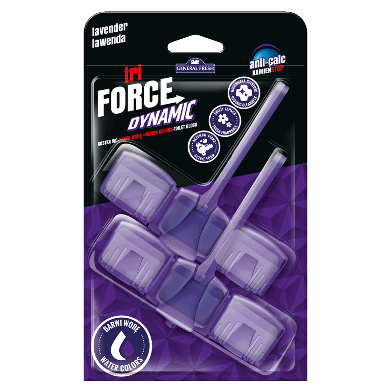 LAWENDA 2szt Zawieszek barwiących wodę w WC Tri-FORCE DYNAMIC General Fresh