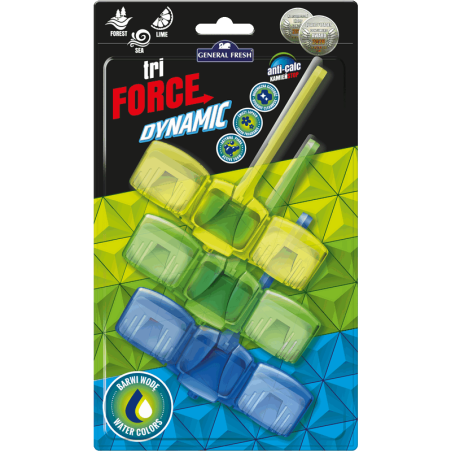 TRZY PAK Zawieszka barwiąca wodę w WC Tri-FORCE DYNAMIC General Fresh