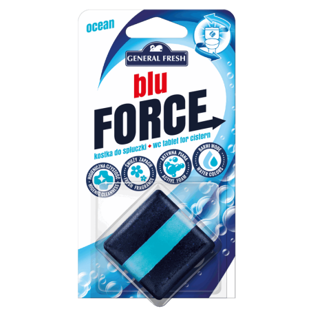 Kwadratowa Kostka do spłuczki MORSKA - Blu-Force 1szt General Fresh