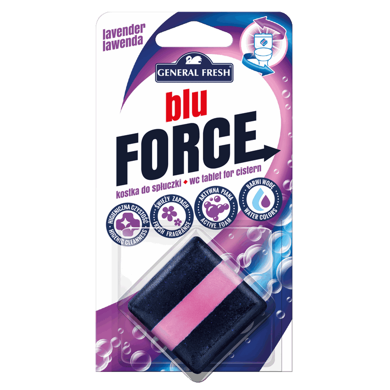 Kwadratowa Kostka do spłuczki LAWENDA - Blu-Force 1szt General Fresh