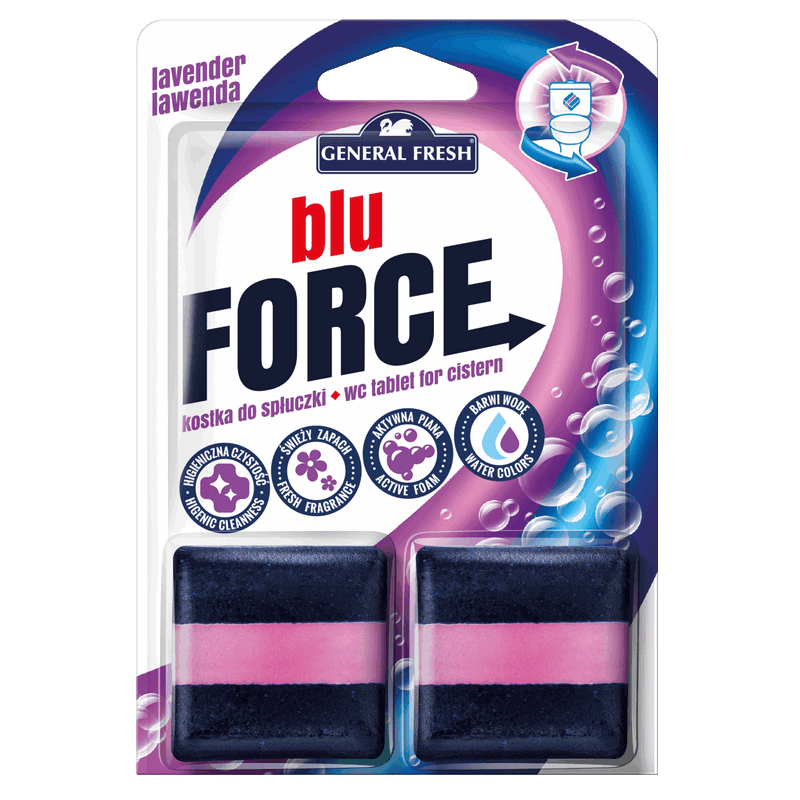 Kwadratowa Kostka do spłuczki LAWENDA - Blu-Force 2szt General Fresh