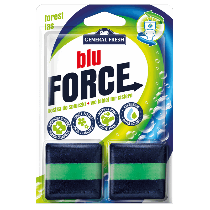 Kwadratowa Kostka do spłuczki LAS - Blu-Force 2szt General Fresh