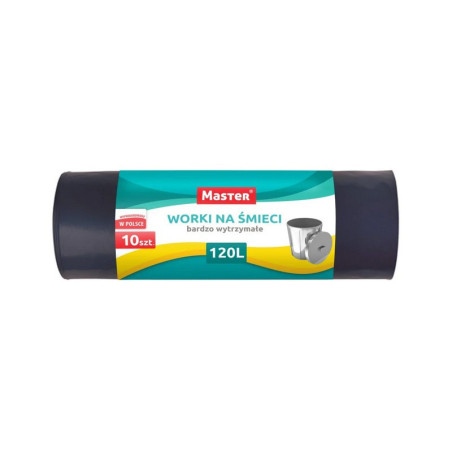 Worki na śmieci 120 litrów 10szt. czarne LDPE MOCNE! MASTER S022