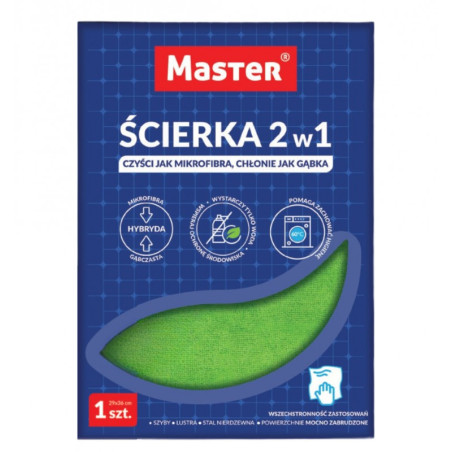 Ścierka 2w1 Mikrofibra + Gąbczasta ZIELONA MASTER