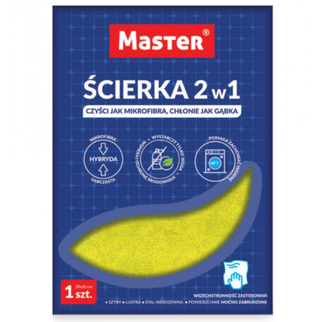 Ścierka 2w1 Mikrofibra + Gąbczasta ŻÓŁTA MASTER