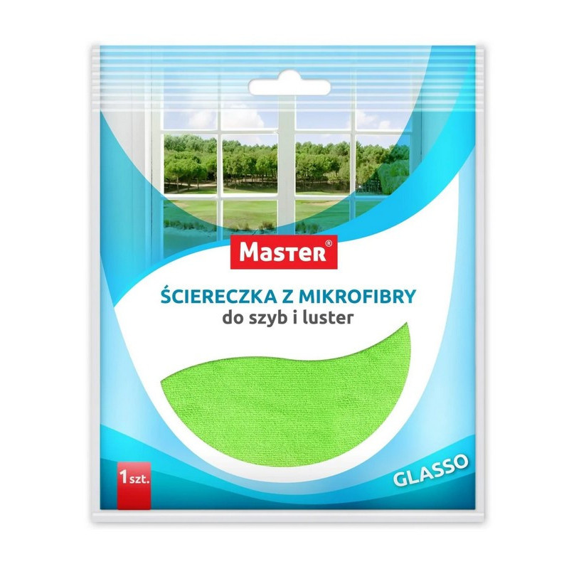 MASTER Ścierka z mikrofibry do okien ZIELONA S033
