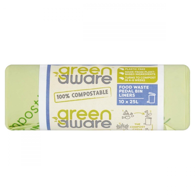 GreenAware, Kompostowalne worki na odpady spożywcze 25L, 10 szt.