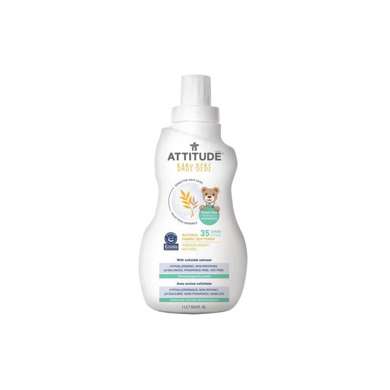 ATTITUDE Sensitive Skin Baby, Delikatny płyn zmiękczający do płukania tkanin dziecięcych, 1L